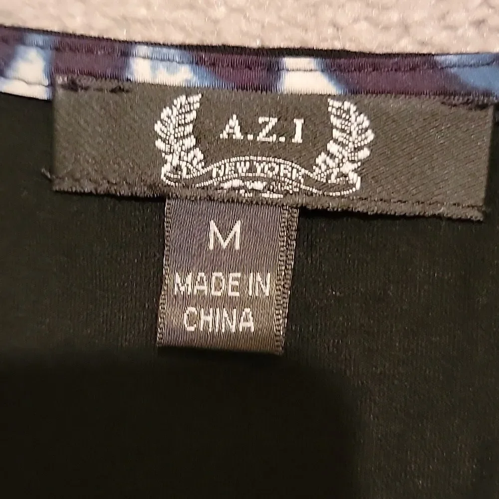A.Z.I. navy leopard print lace up tank M